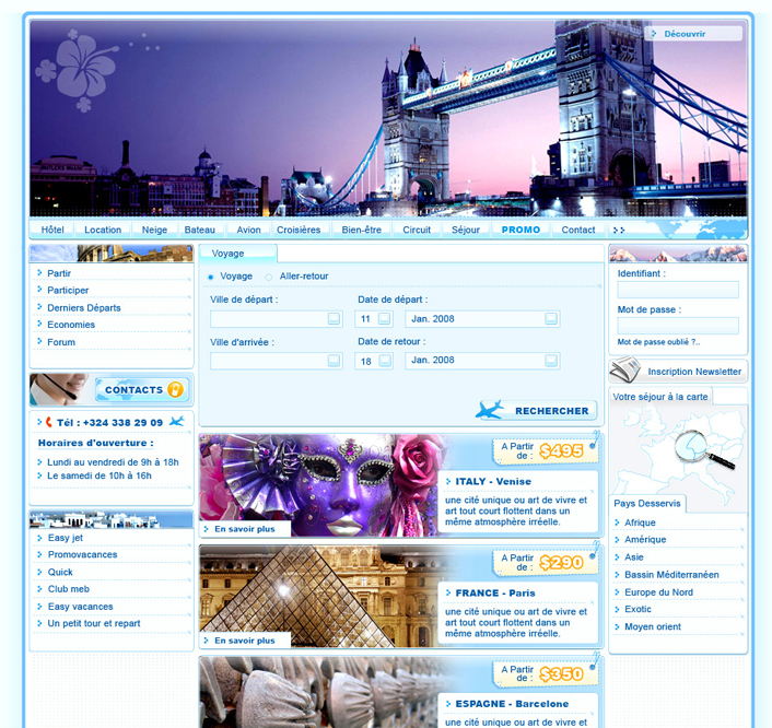 creation Création site e-commerce tourisme >> Eurolidays