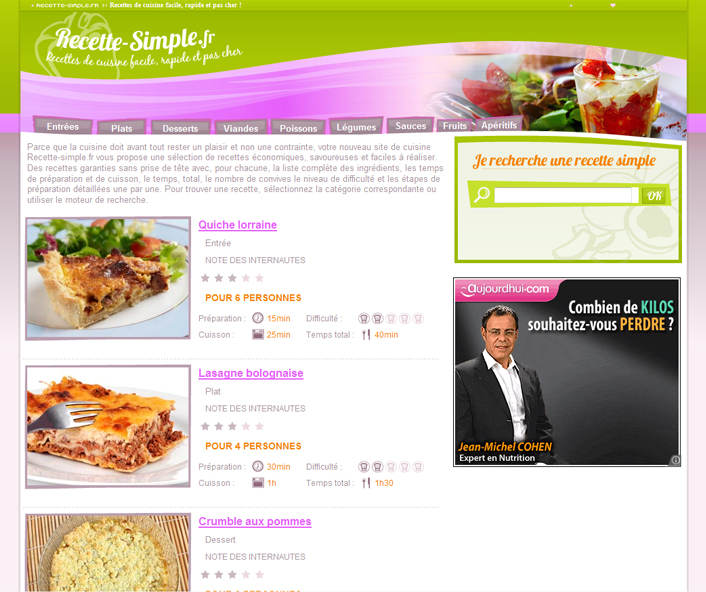 creation Création site gastronomique >> Recette simple